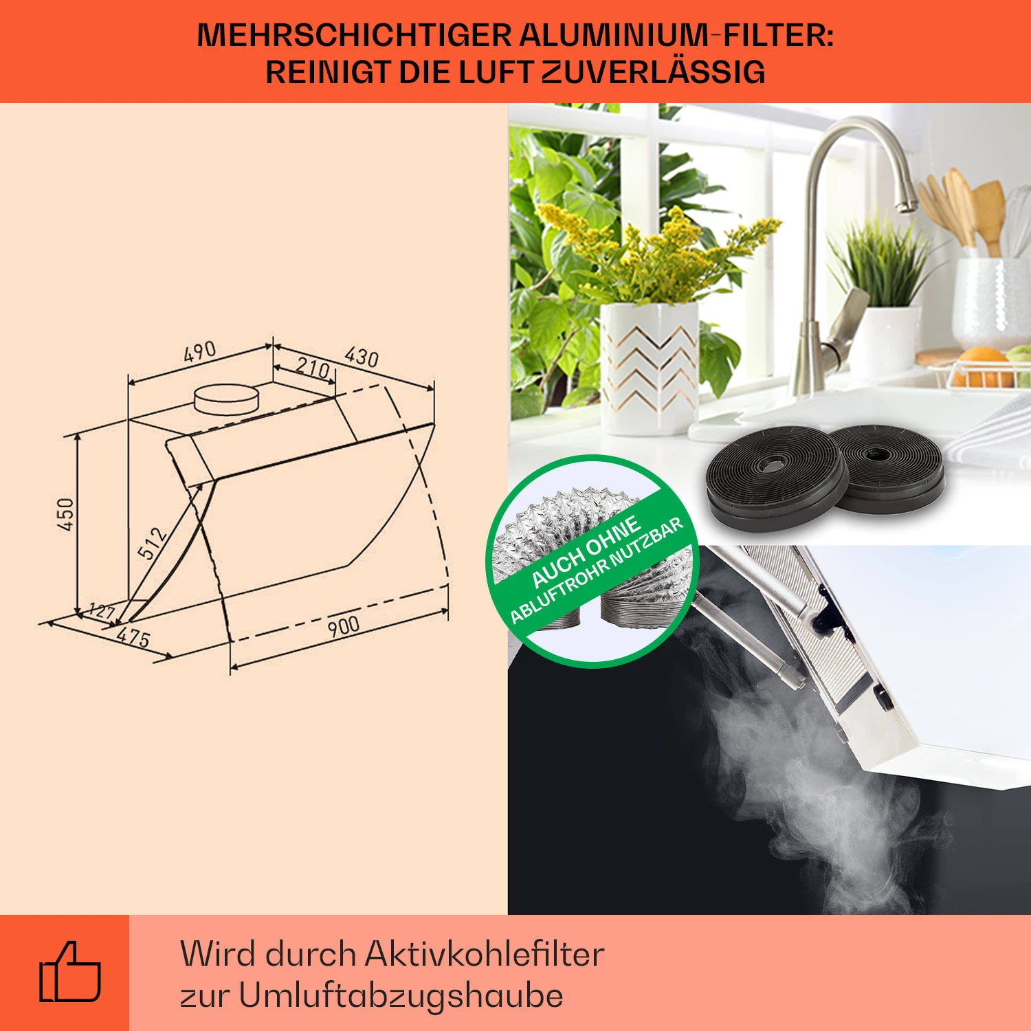 Clara 90 Dunstabzugshaube Glas 509 M³/h Touch Ambiente-Licht – Bild 5