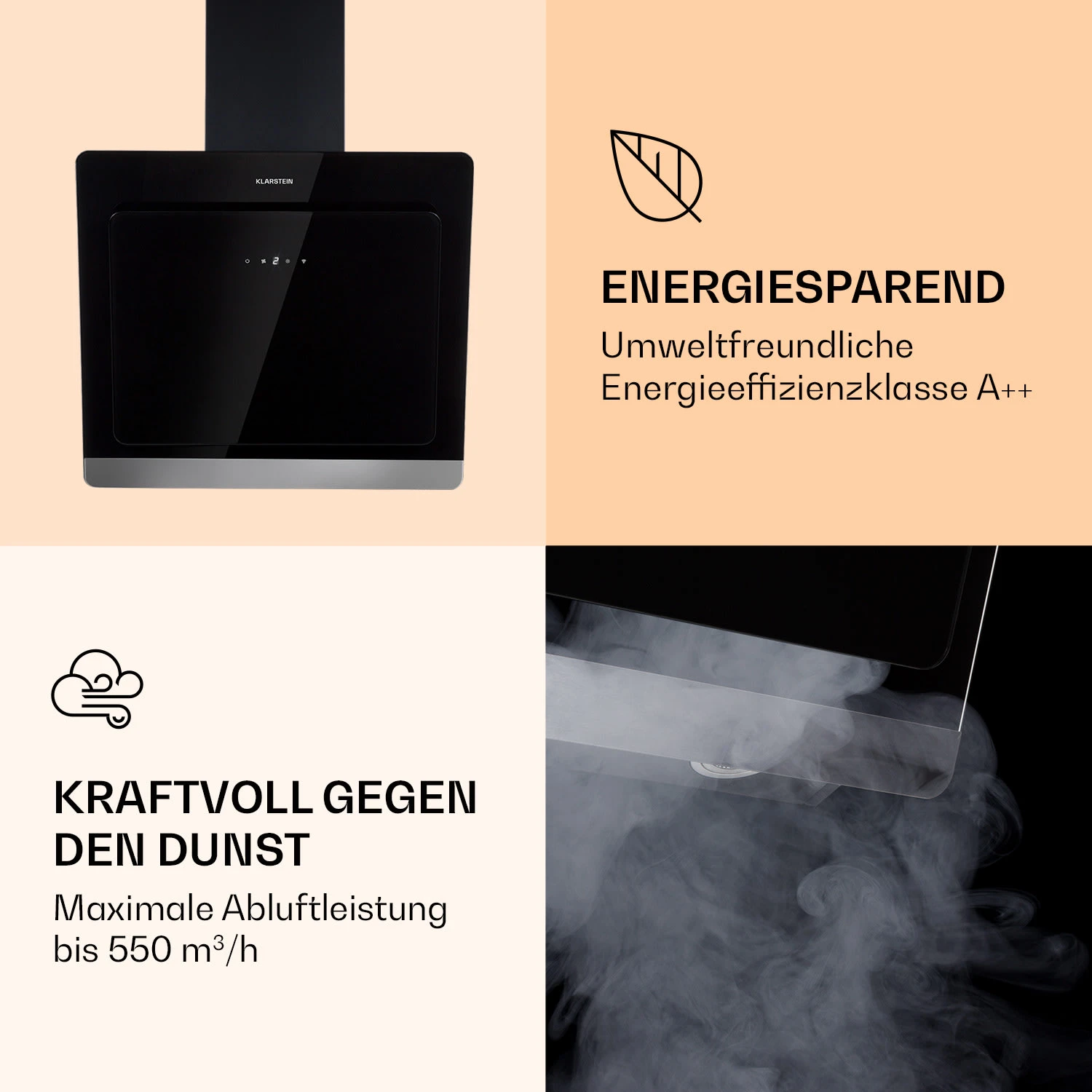 Aurora 60 Smart Dunstabzugshaube 550 M³/h 60cm Kopffrei Ambiente-Licht EEC A++ – Bild 4