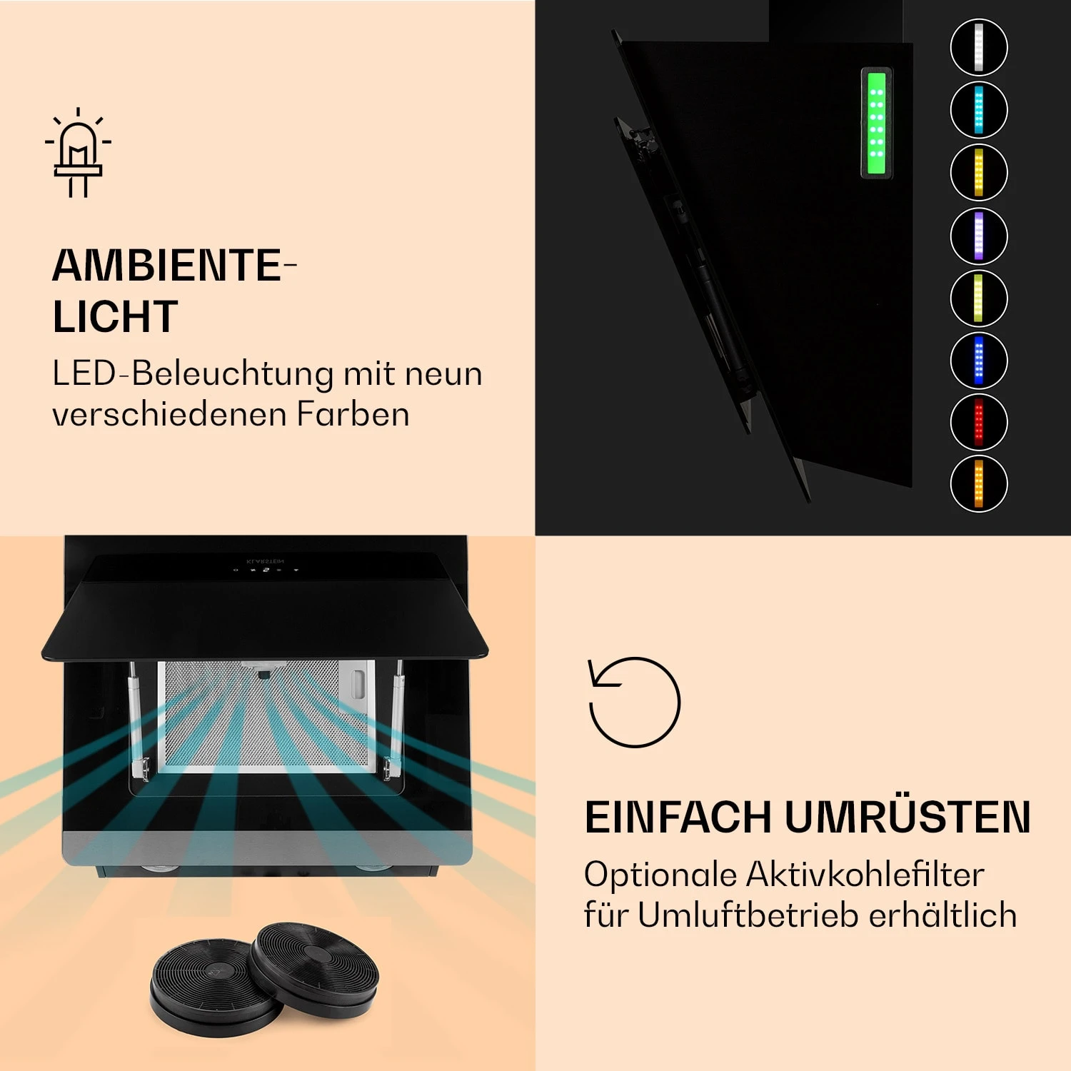 Aurora 60 Smart Dunstabzugshaube 550 M³/h 60cm Kopffrei Ambiente-Licht EEC A++ – Bild 5