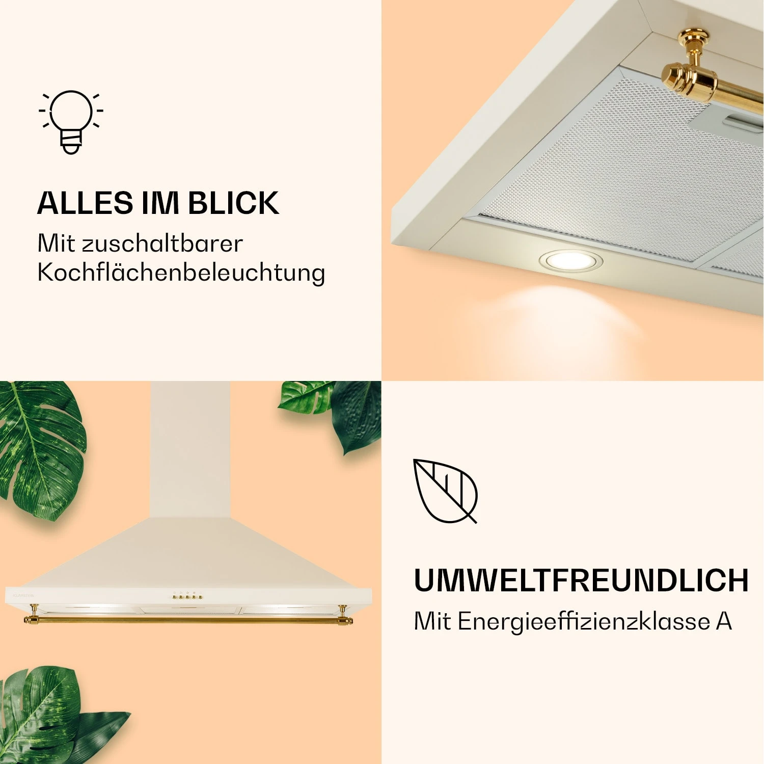 Montblanc 90 Dunstabzugshaube 610m³/h 165W 2x1,5W LED Reling – Bild 3
