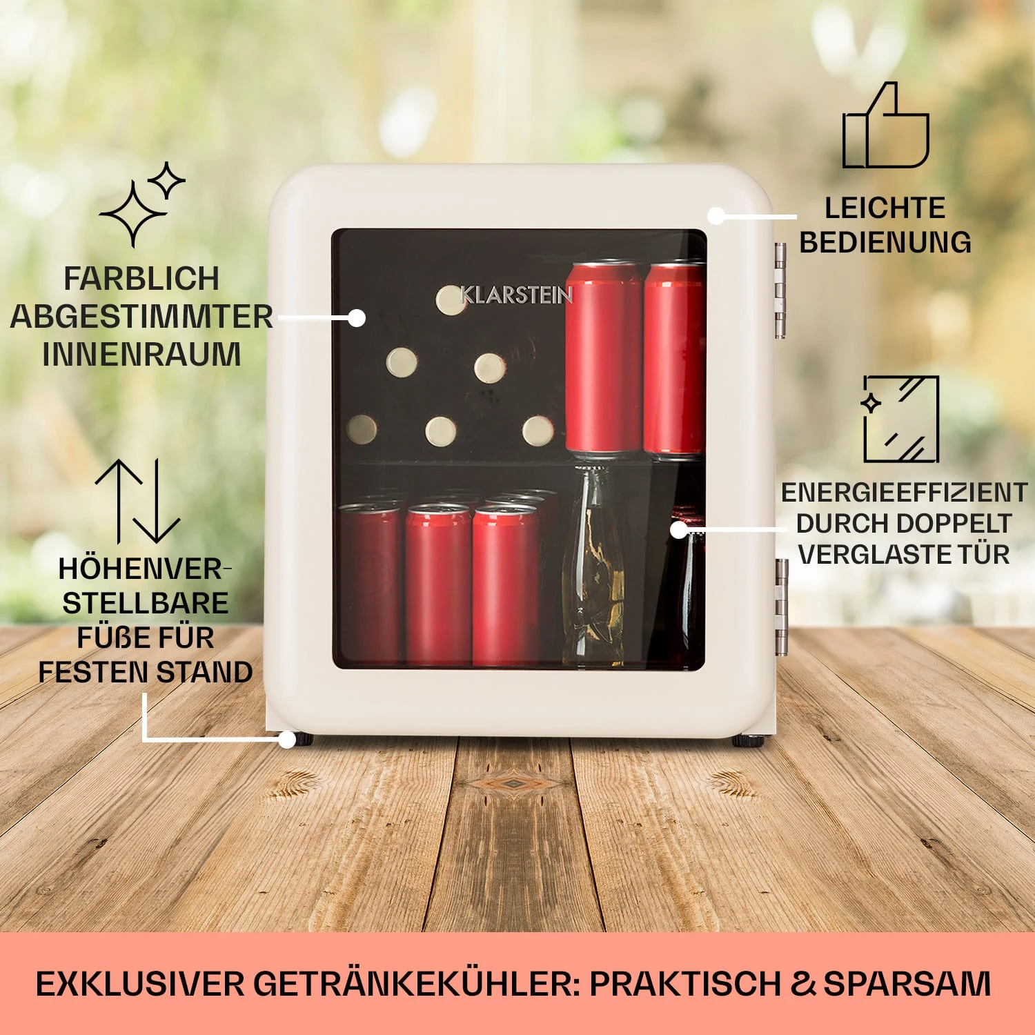 PopLife 48 Getränkekühler Kühlschrank 0-10 °C Retro-Design – Bild 5