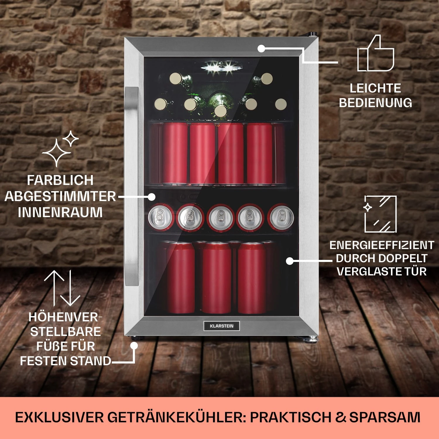 Beersafe 70 Craft Beer Edition Kühlschrank 70 Liter Glastür Edelstahl – Bild 6