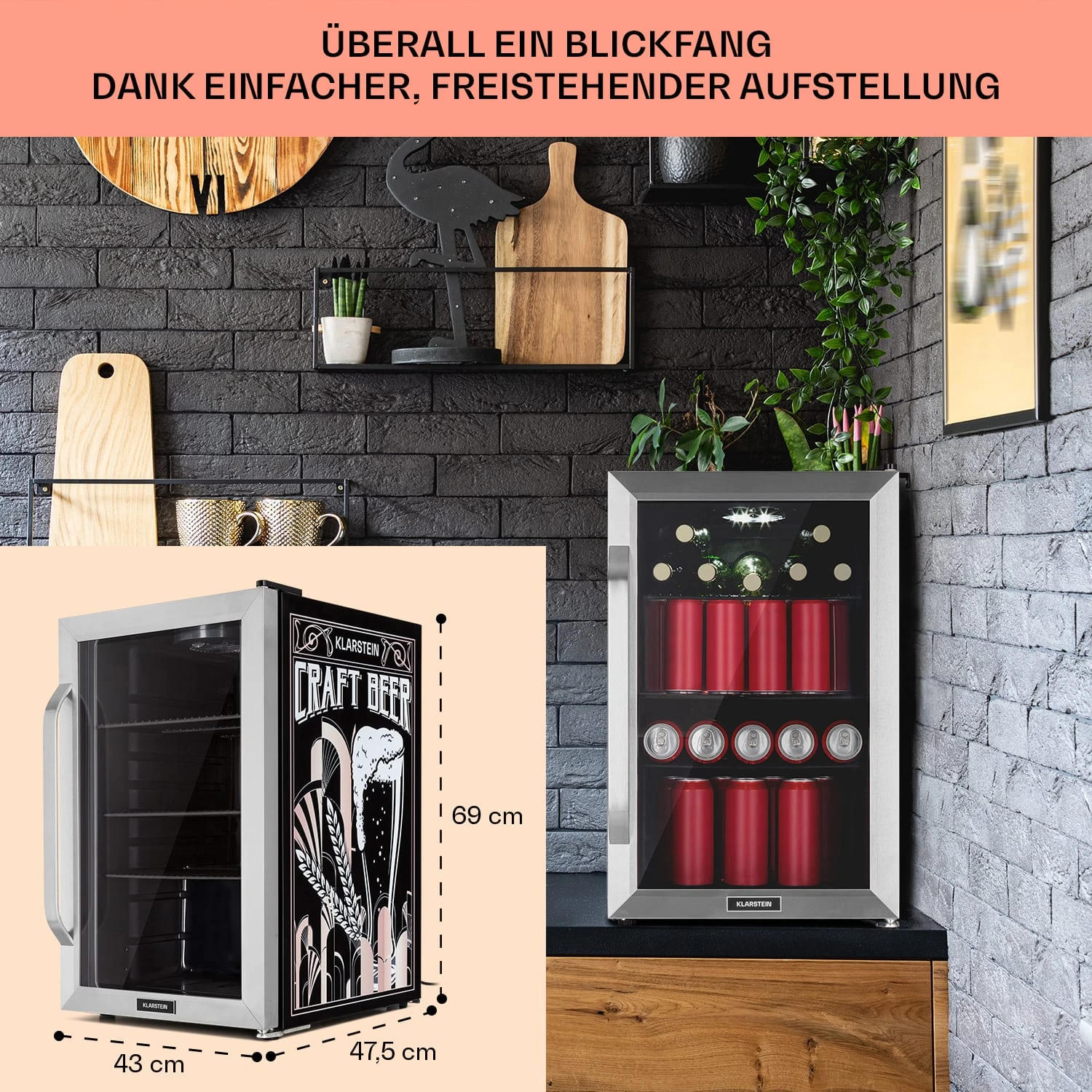 Beersafe 70 Craft Beer Edition Kühlschrank 70 Liter Glastür Edelstahl – Bild 7