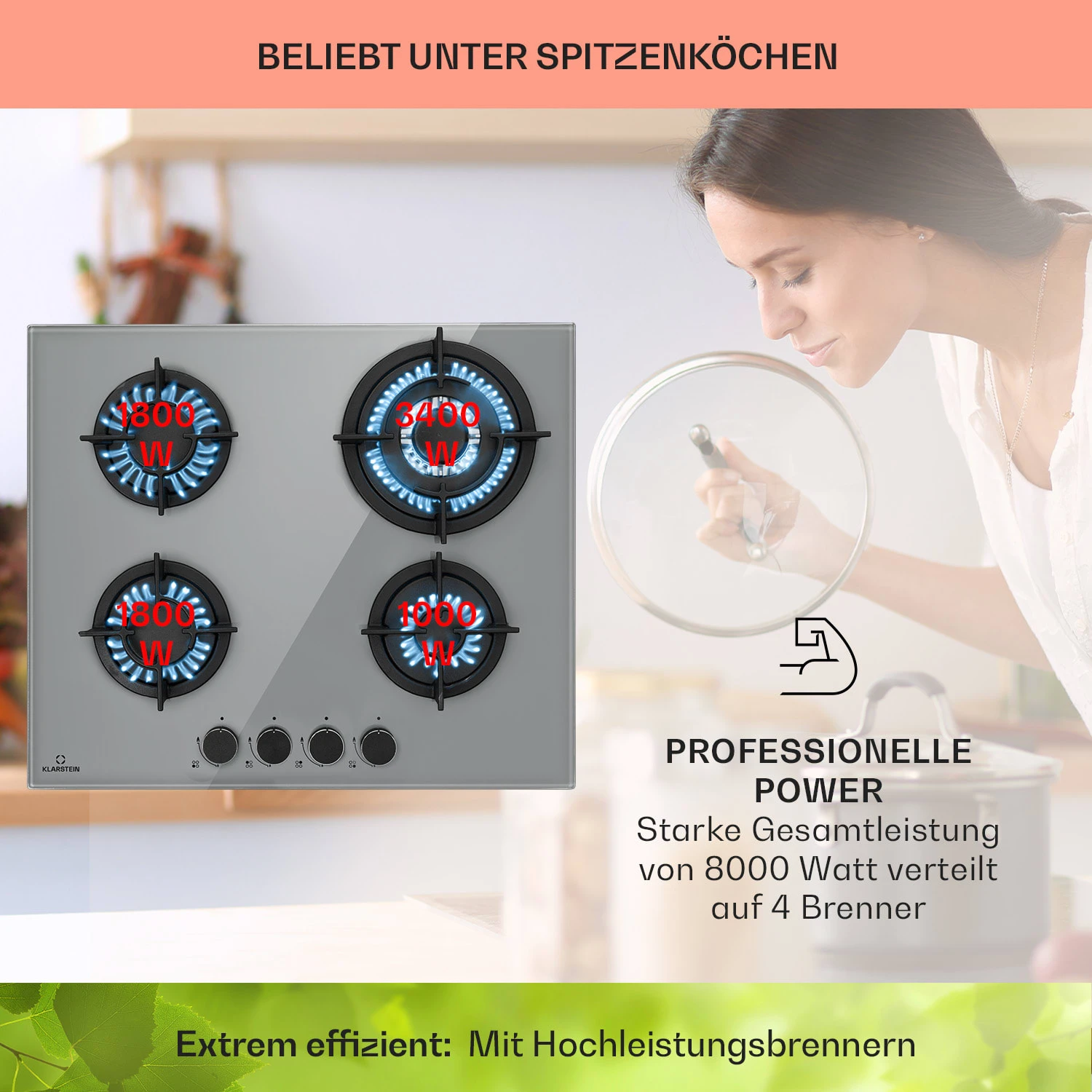 Firetale Gaskochfeld 4-flammig 60 Cm Aluminium-Brenner Inkl. Schlauch Und Druckminderer – Bild 3