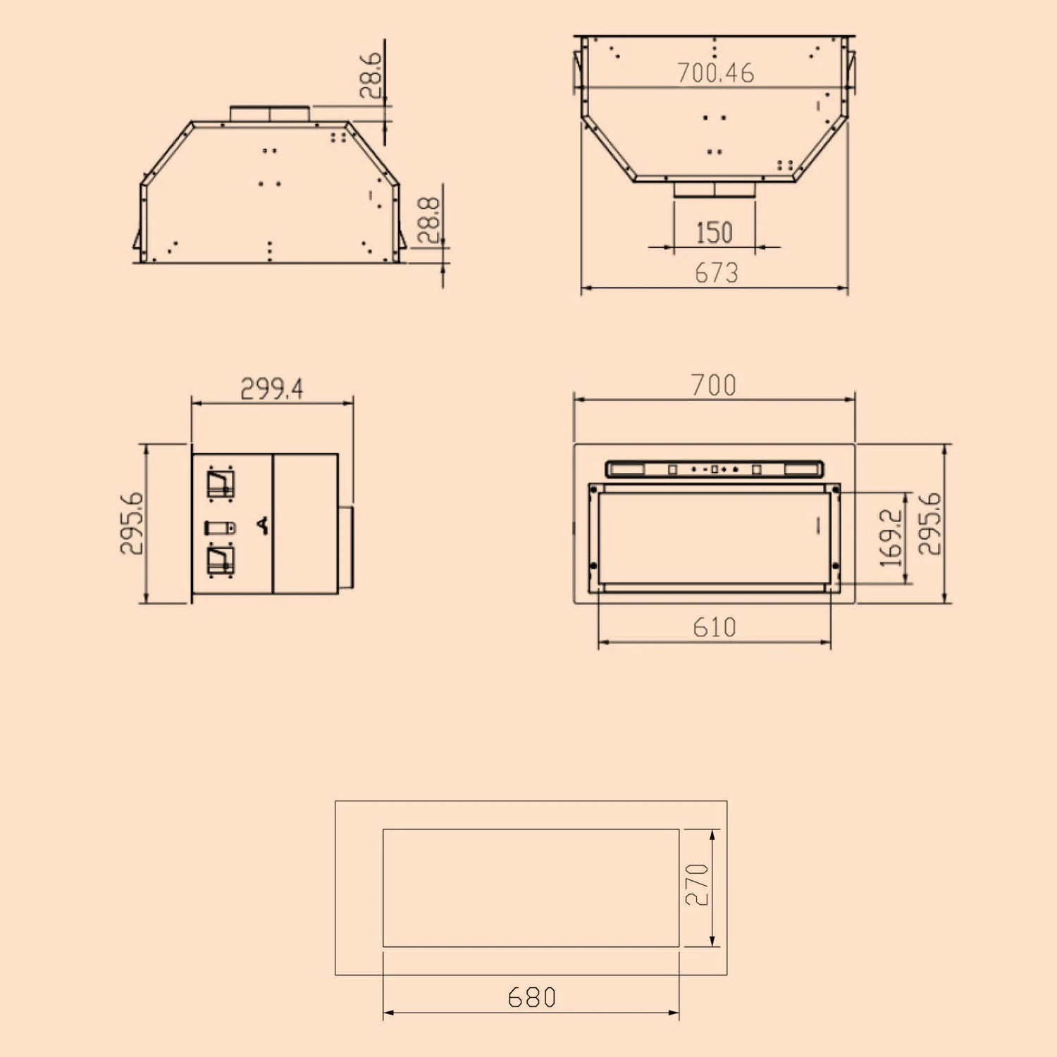 Camila Dunstabzugshaube Einbau 70 Cm 397 M³/h LED Touch Edelstahl – Bild 8
