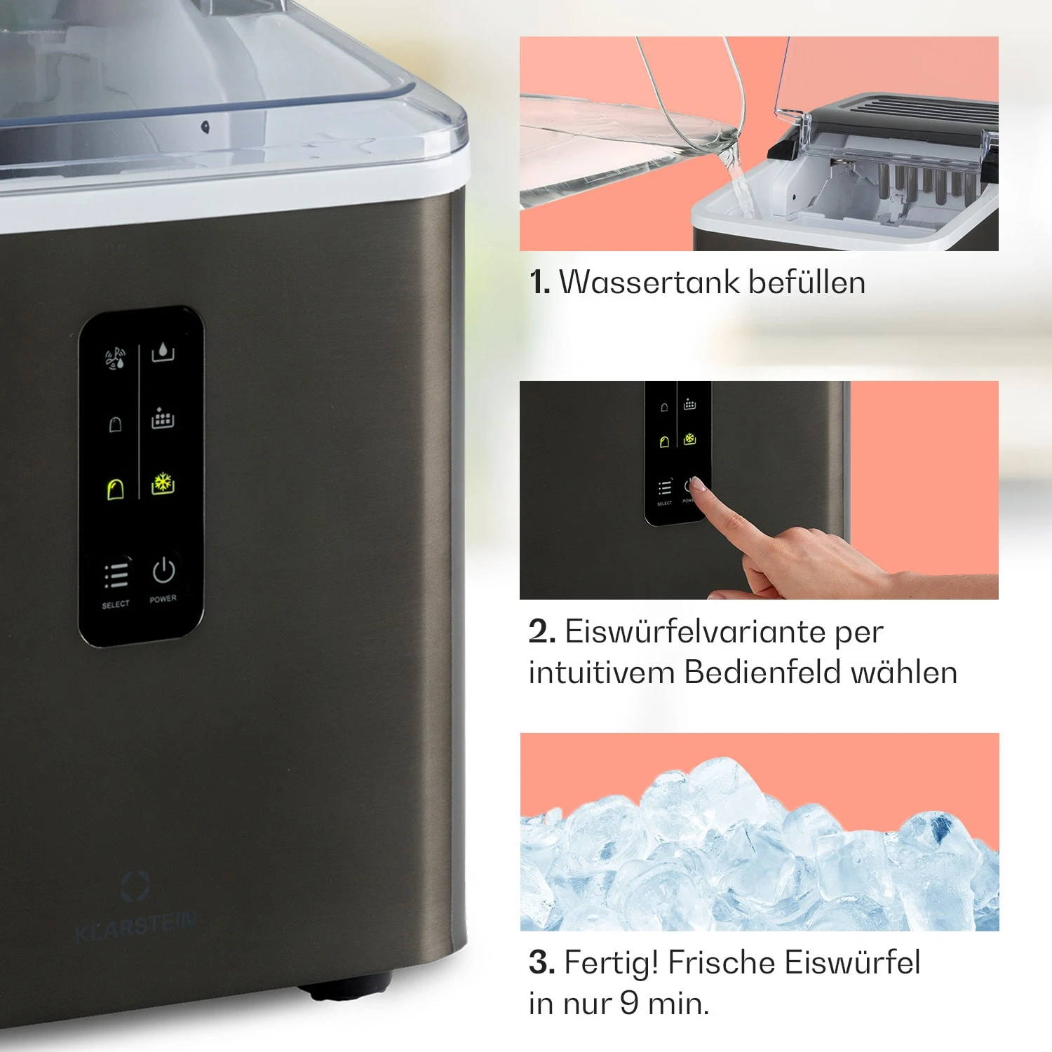 Albaron Supreme Eiswürfelmaschine Bullet 12kg/24h 1,5 Ltr Edelstahl – Bild 4