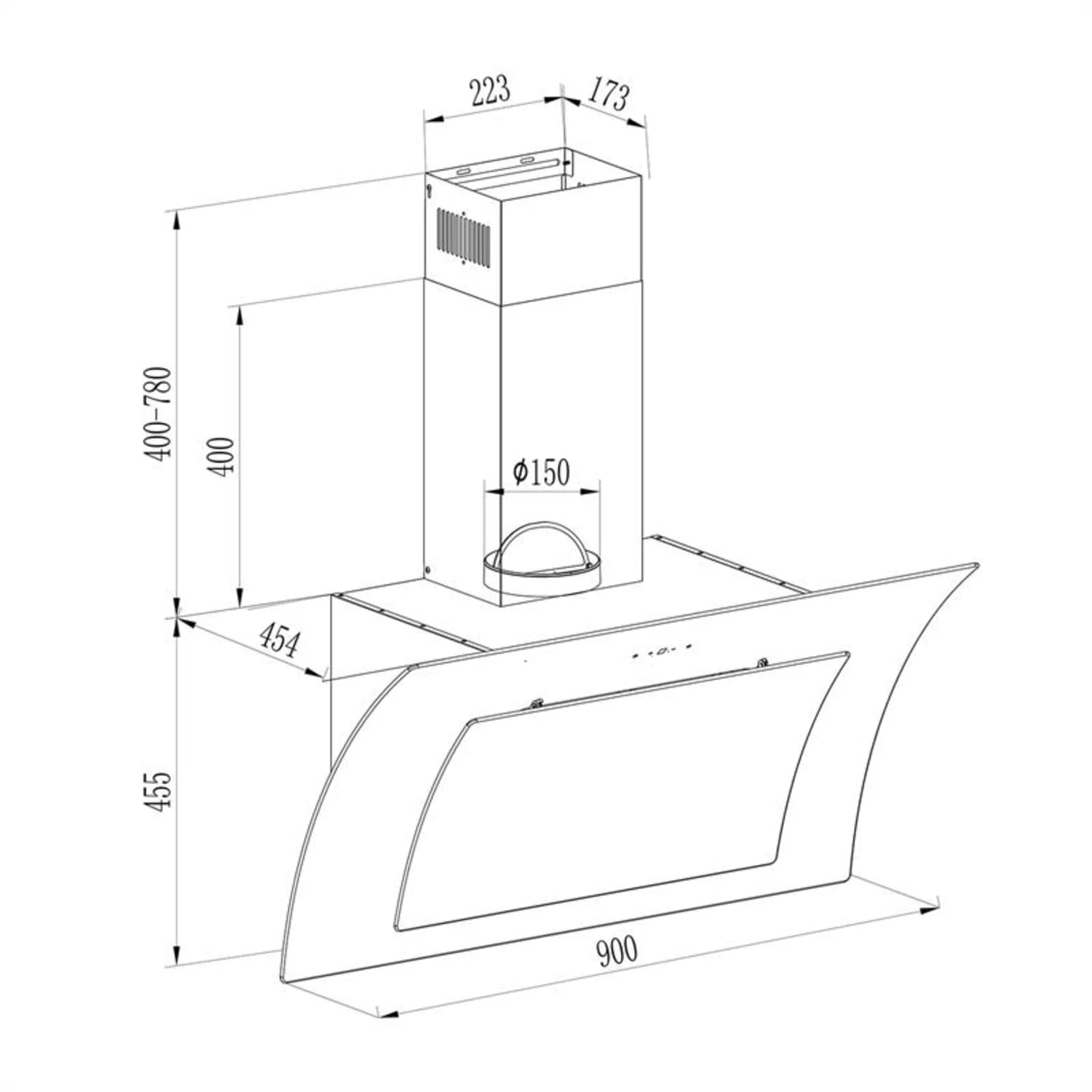 Sabia 90 Dunstabzugshaube | 90cm | 600 M³/h | Energieeffizienzklasse A | Inklusive 2 X Aktivkohlefilter – Bild 8