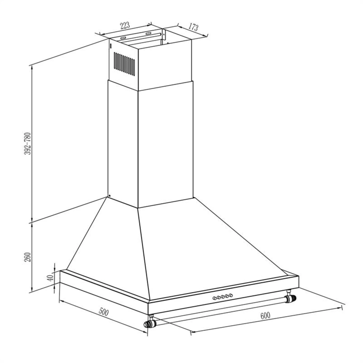 Montblanc Dunstabzugshaube Umluftset 610m³/h 165W 2x1,5W Schwarz – Bild 5