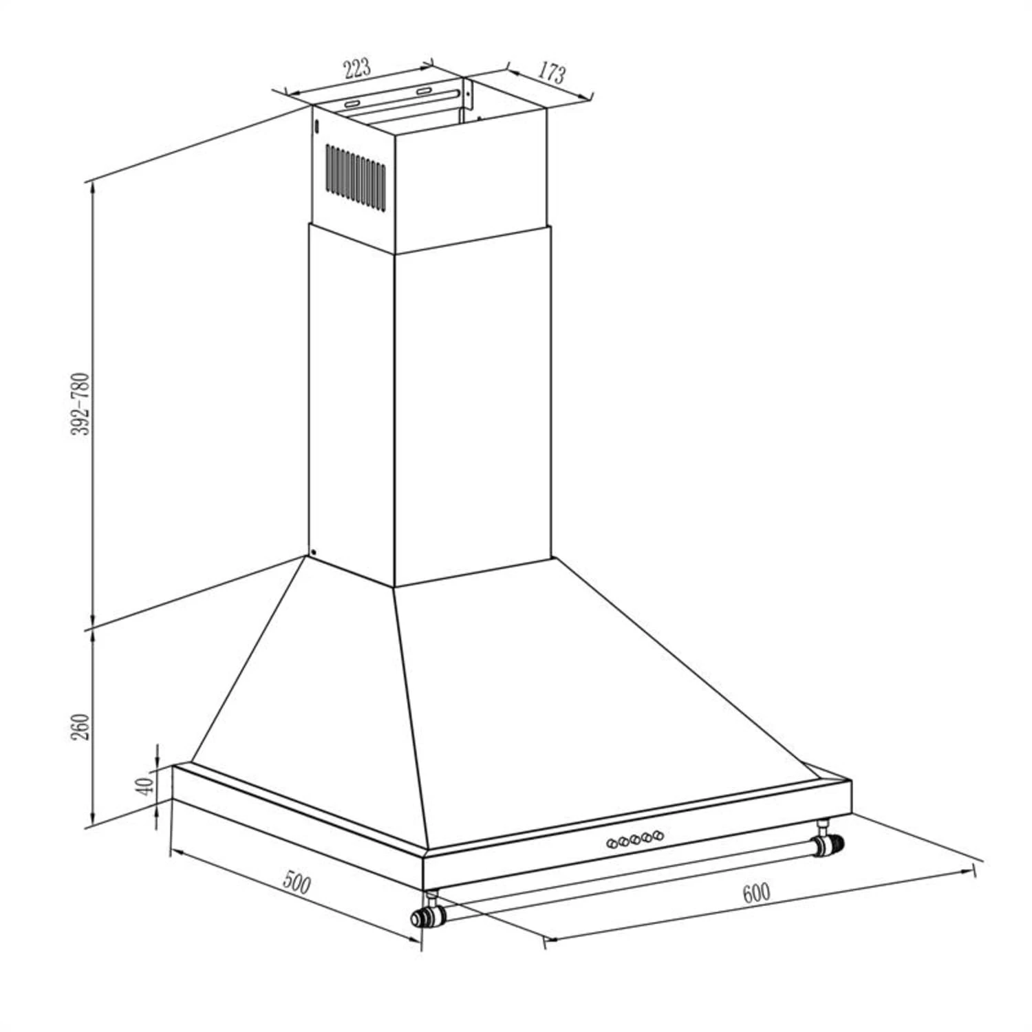Montblanc Dunstabzugshaube Umluftset 610m³/h 165W 2x1,5W Silbergrau – Bild 6